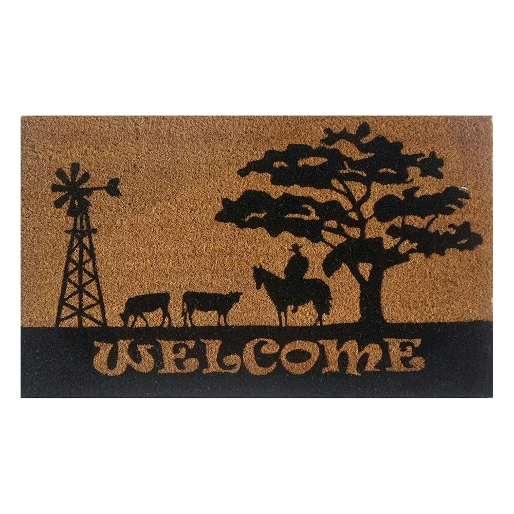 Solemate Latex Backed Coir Welcome Country 45x75cm Slimline Outdoor Doormat - Home & Garden