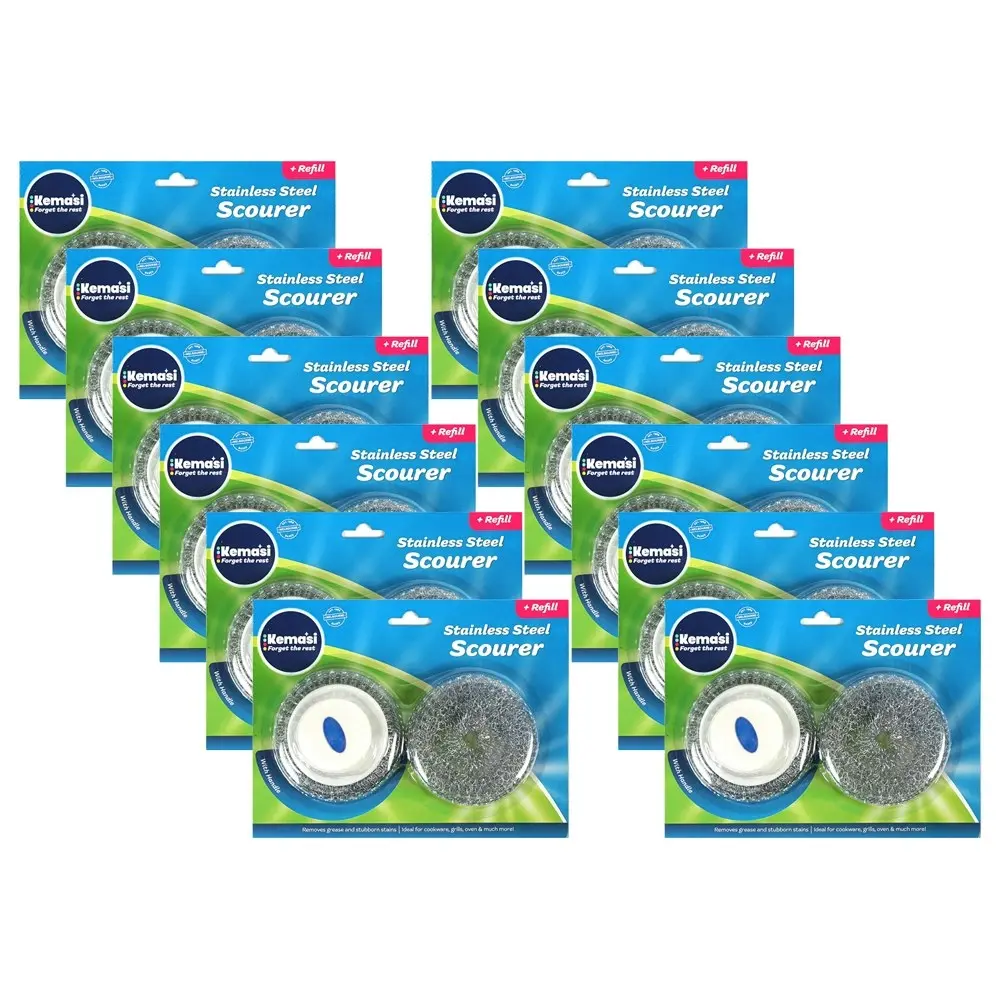 12x kemasi Heavy Duty Multipurpose Stainless Steel Scourer Refill Home Cleaning - Home & Garden