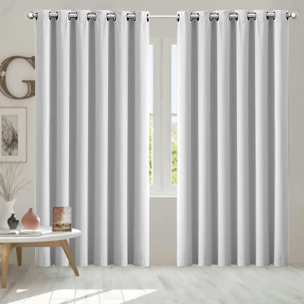 Traderight Group 2x Blockout Curtains Panels 3 Layers Eyelet Room Darkening 240x230cm Grey - Home & Garden