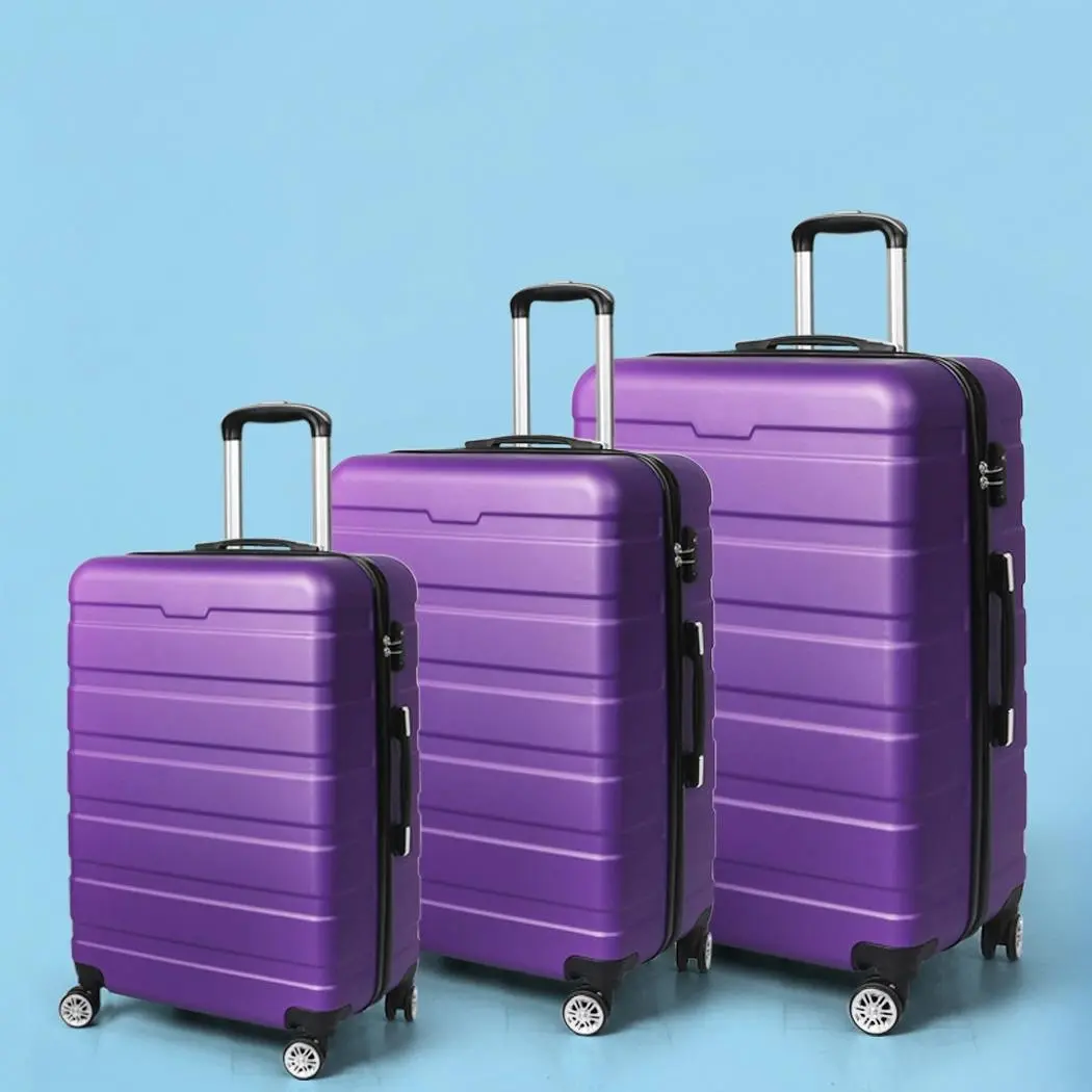 Slimbridge 3PC Luggage sets Suitcase 20" 24" 28" Set Travel TSA Hard Case Purple - Fashion