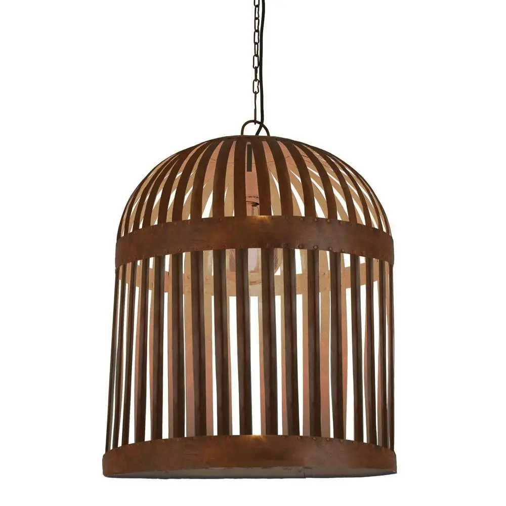 Belle Esch Metal Cage Ceiling Pendant Light 60cm Hanging Lamp Home Decor Rust - Home & Garden