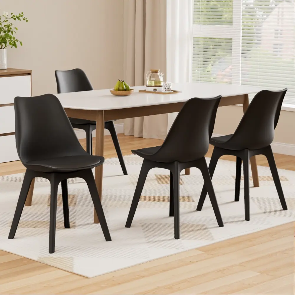 Artiss Dining Chairs Set of 4 Leather Plastic DSW Replica Black - Shop Dining Chairs & Bar Stools