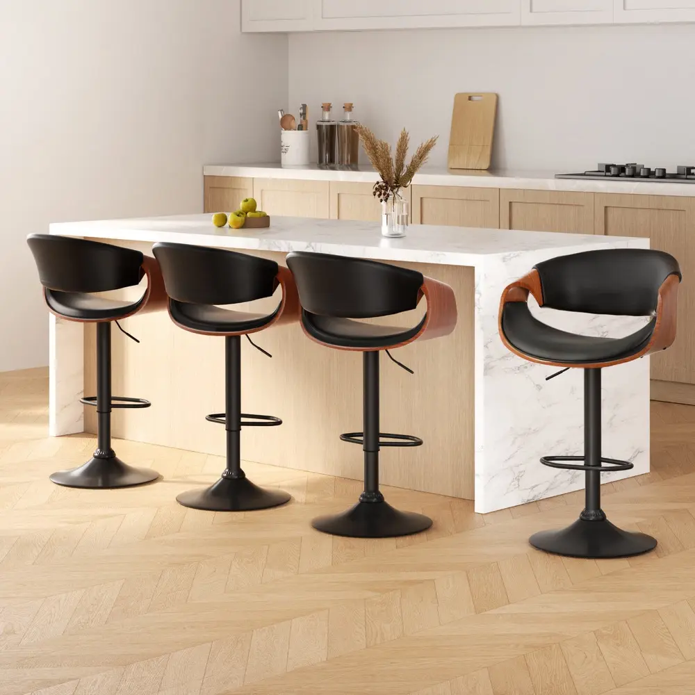Artiss 4x Bar Stools Gas Lift Leather w/Armrest - Furniture