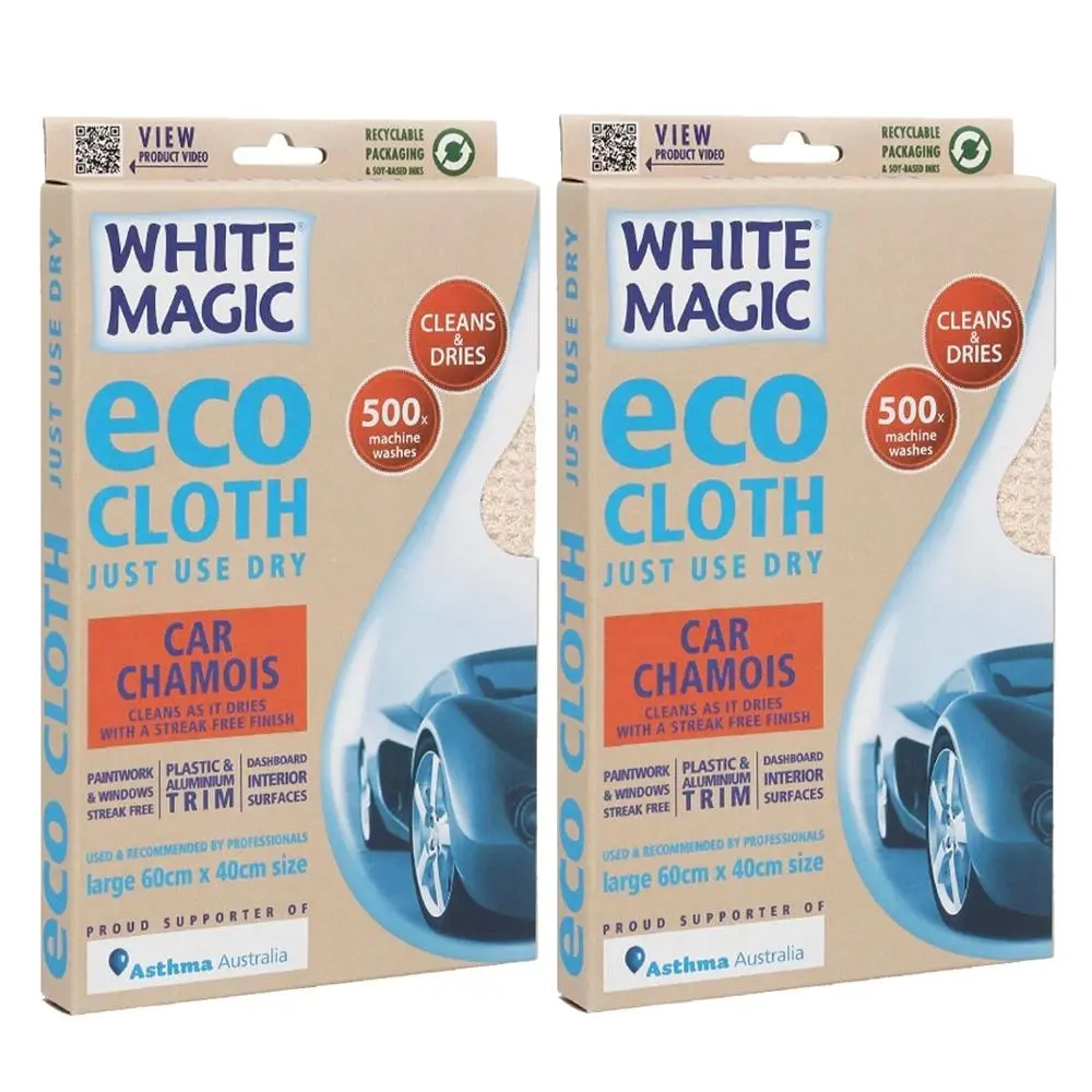 2x White Magic Eco 60x40cm Towel Drying Cloth Car Cleaning Chamois Large Orange - Home & Garden