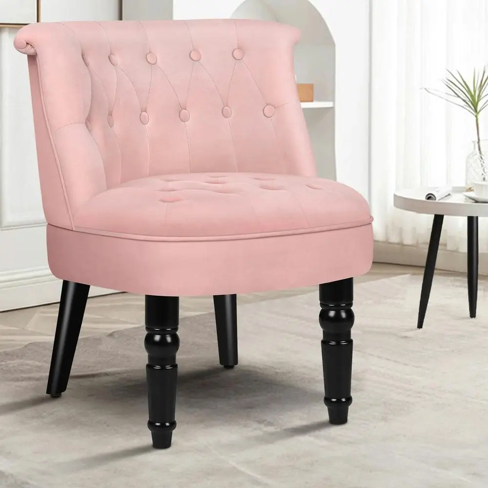 Alfordson Armchair Wooden Accent Lounge Chair Wingback Couch Velvet Sofa Seat Pink - Over 40% off Living Room Furniture