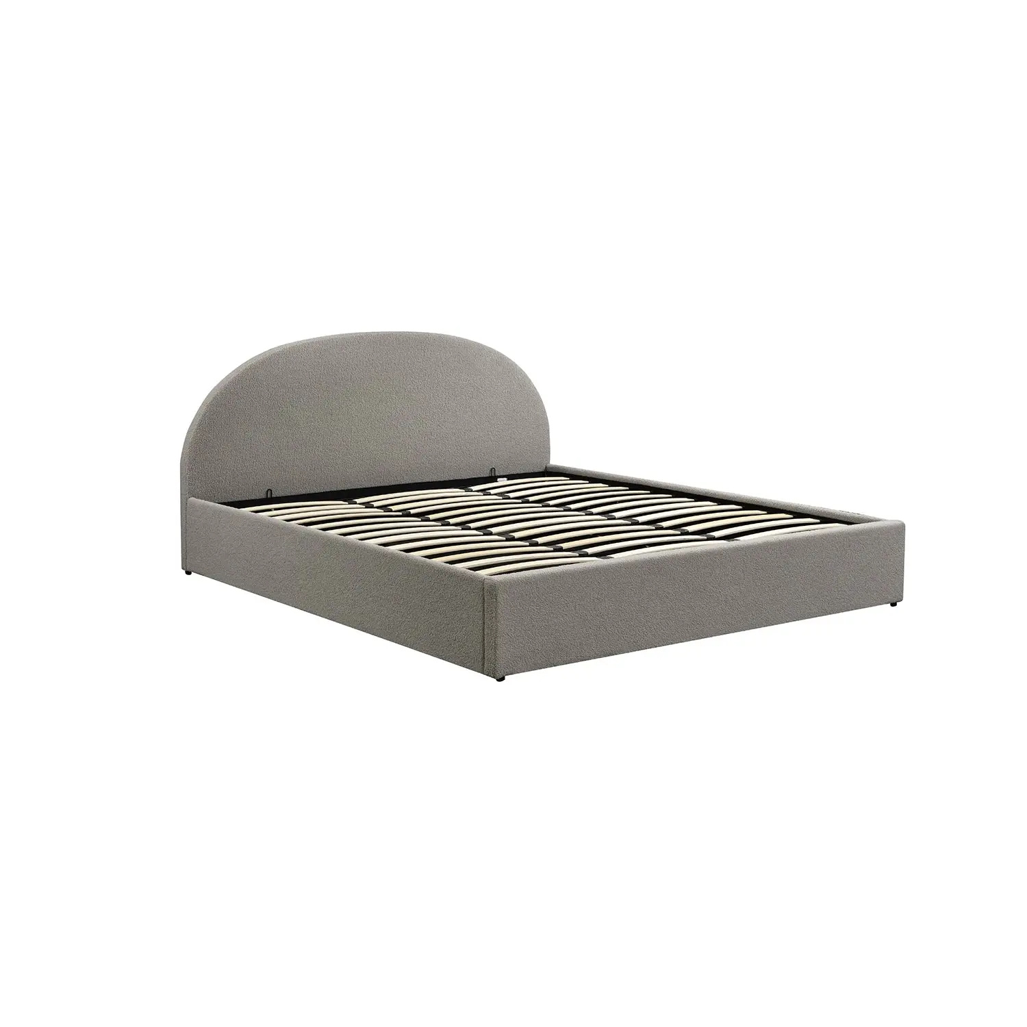 Foret Bed Frame King Arched Platform Mattress Base Fabric Gas Lift Storage Wood - Furniture