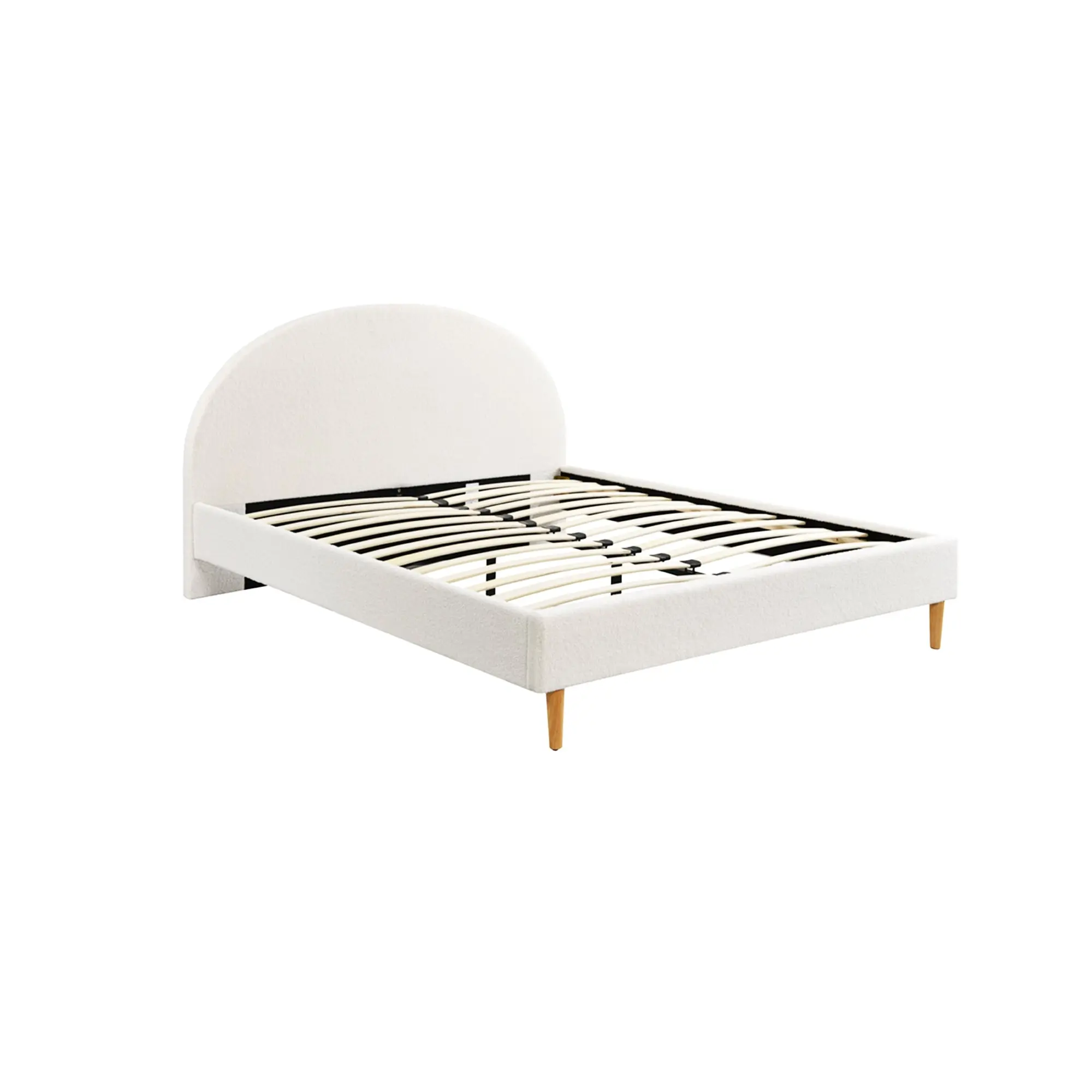 Foret Bed Frame Queen Wooden Mattress Base Arched Sleep Beds Platform Fabric - Furniture