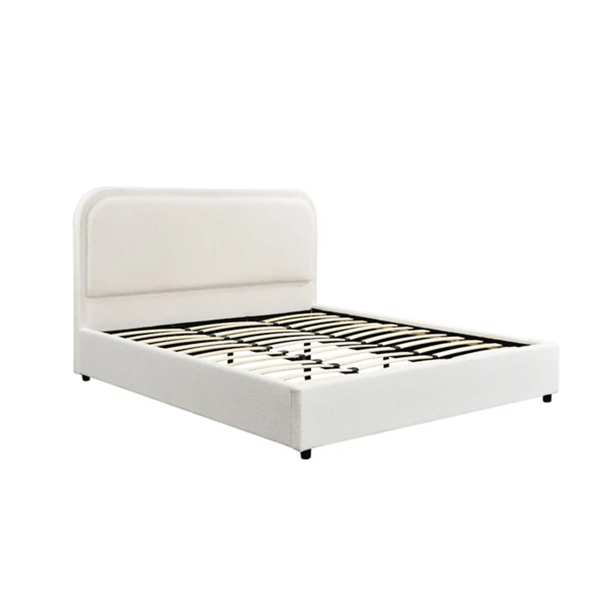 Foret Bed Frame Queen Size Mattress Base Wooden Sleep Beds Platform Fabric - Furniture