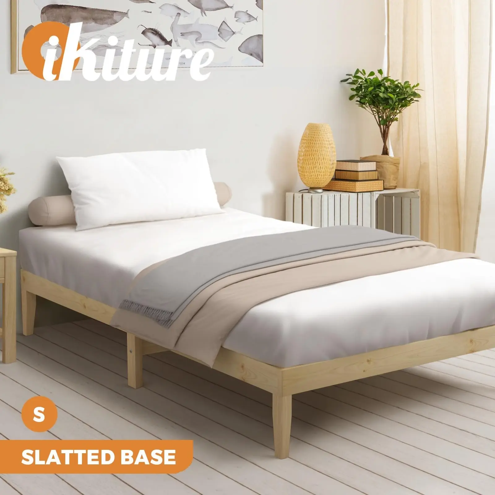 Oikiture Bed Frame Single Size Wooden Bed Base A8 - Top Selling Beds