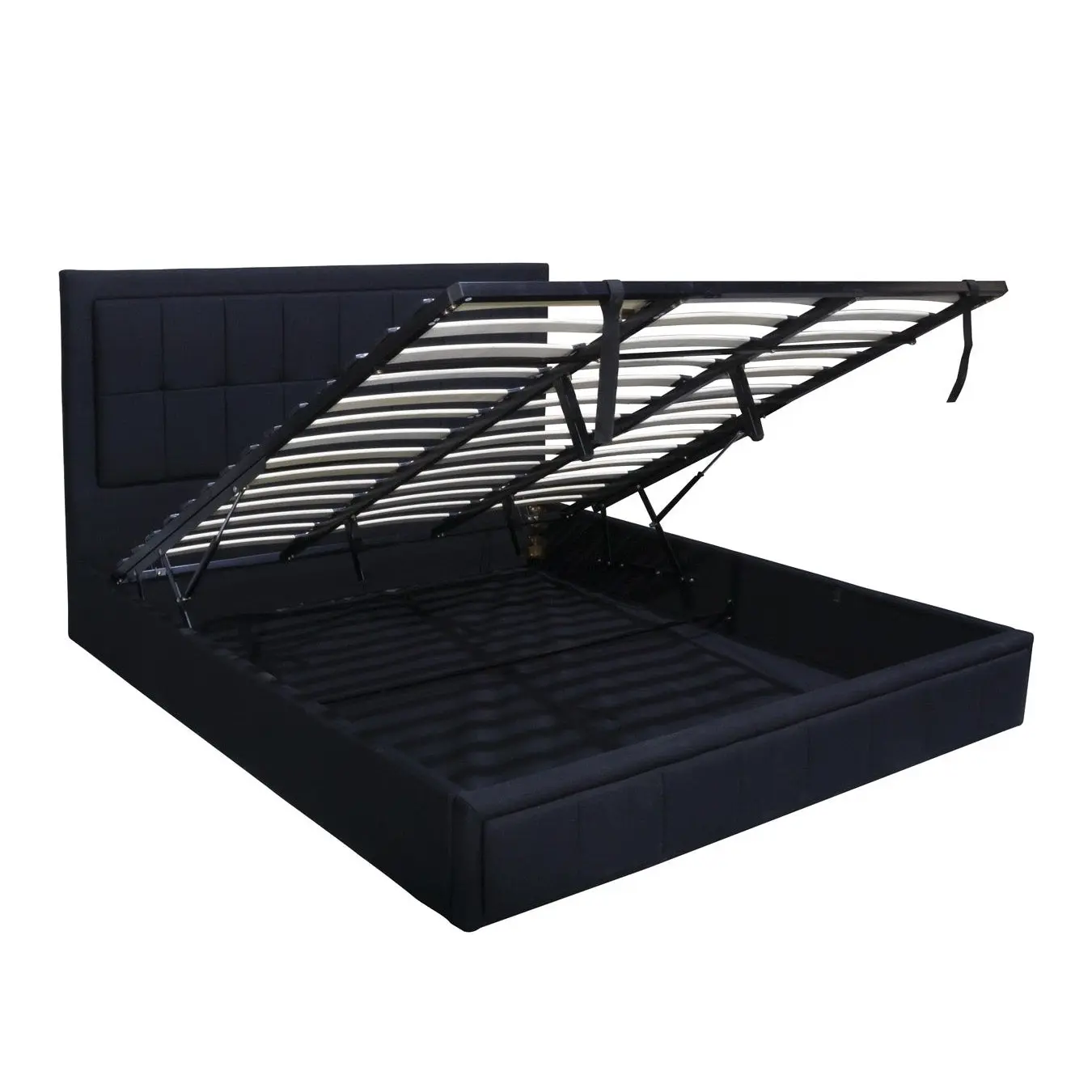 Foret Bed Frame King Gas Lift Storage Base Bedroom Furniture Fabric Black - Top Selling Beds