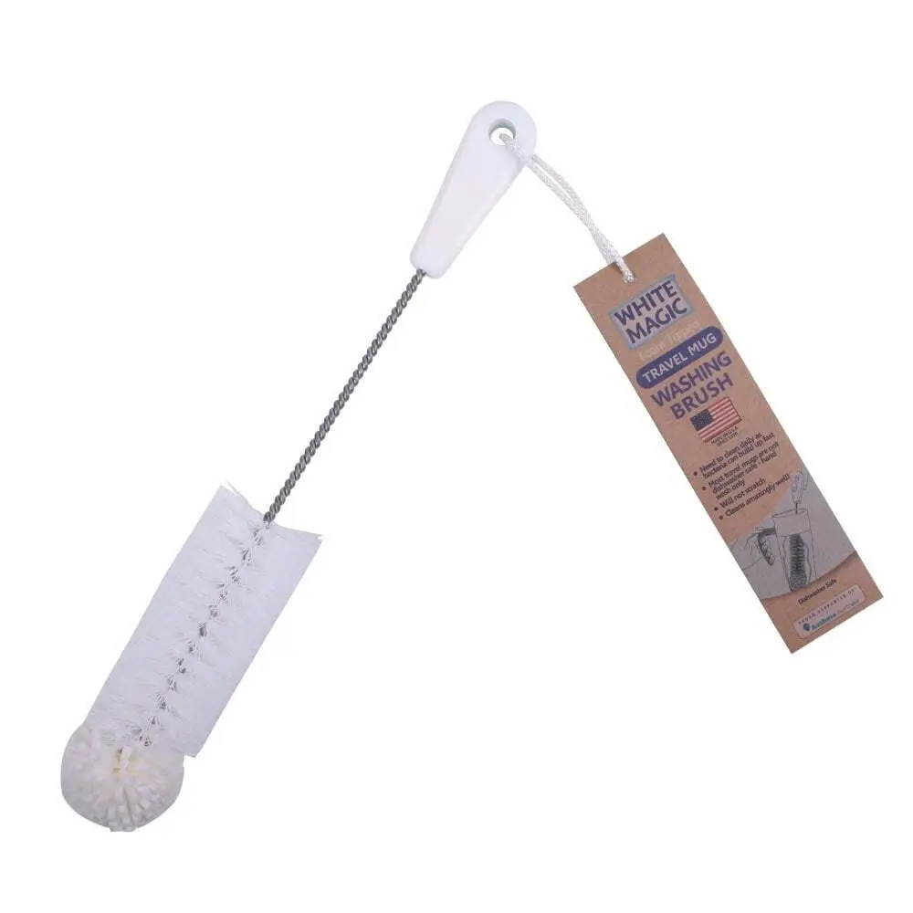 White Magic 37cm Foam Tipped Washing Brush Cleaner For Travel Drinking Mug White - Home & Garden