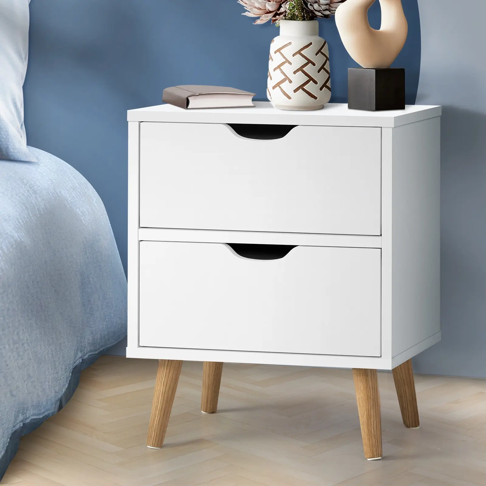 Oikiture Bedside Table White Side Table - Furniture