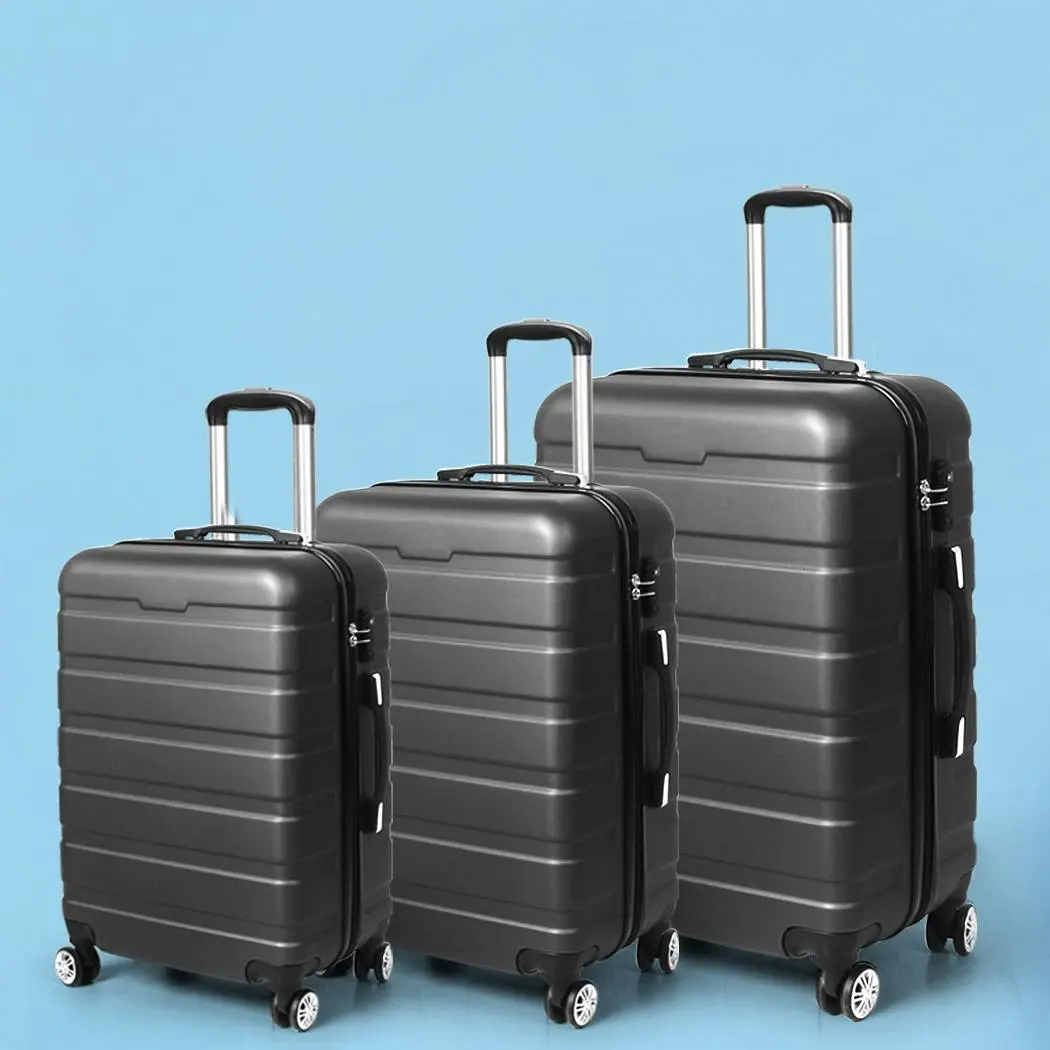 Slimbridge 3PC Luggage sets Suitcase 20" 24" 28" Travel TSA Hard Case Dark Grey - Fashion