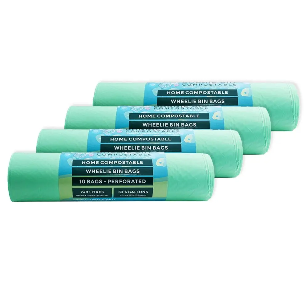 40PK Bonnie Bio Compostable 240L Wheelie Bin/Garbage Bags Green Eco Friendly - Home & Garden