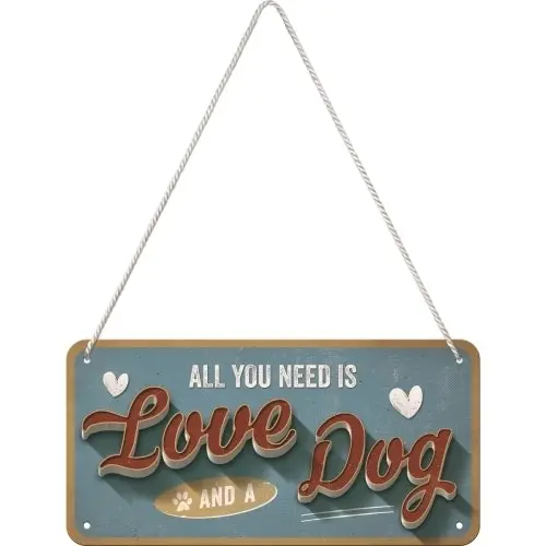 Nostalgic Art Metal 10x20cm Wall Hanging Sign Love Dog Home/Office/Cafe Decor - Home & Garden