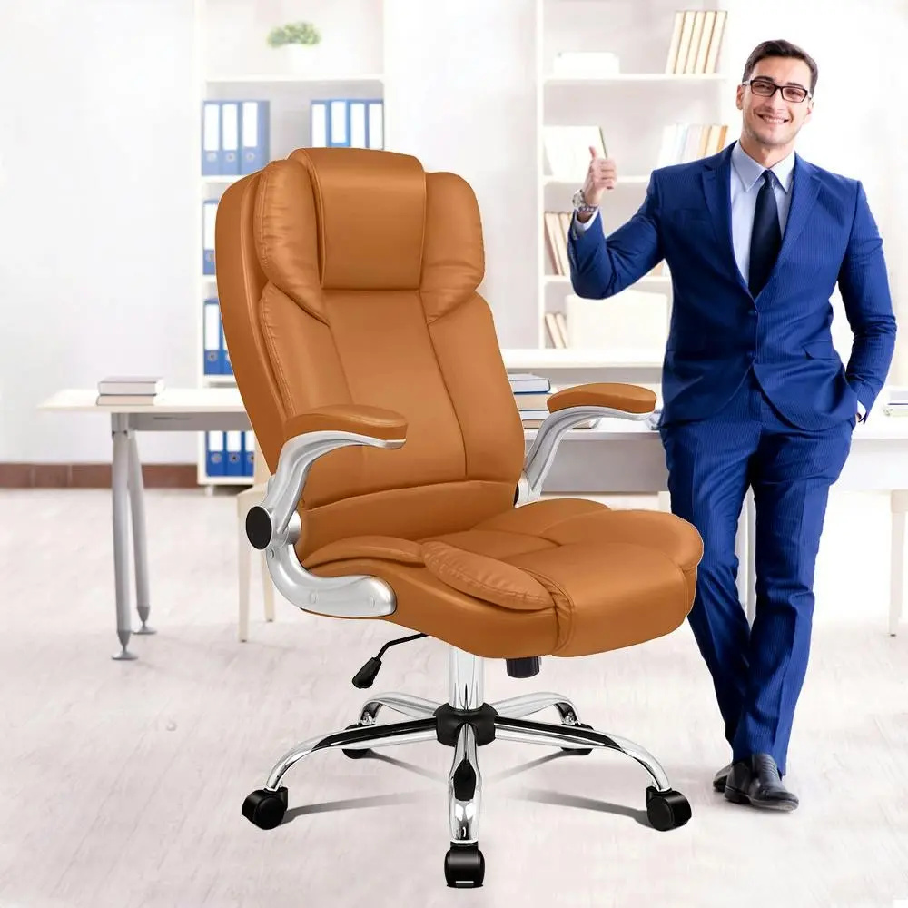 Alfordson Office Chair Executive Leather Seat Brown - Furniture