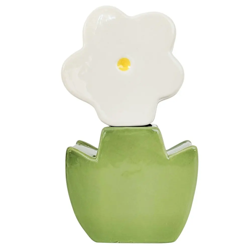 Urban Products Alice Flower Themed Double Vase White Green Home decor 24cm - Home & Garden