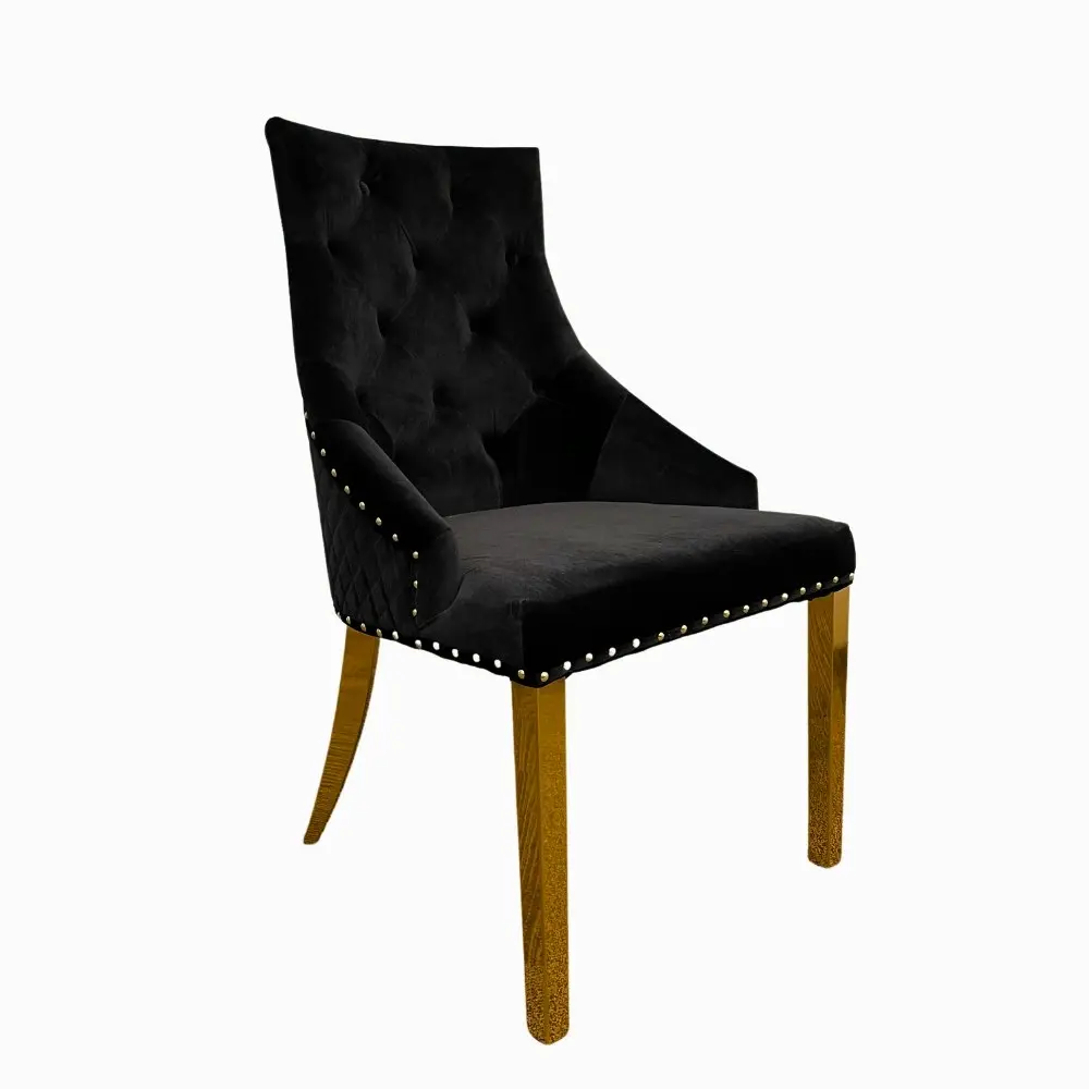 Provence Dining Chair Black With Gold Base - Furniture