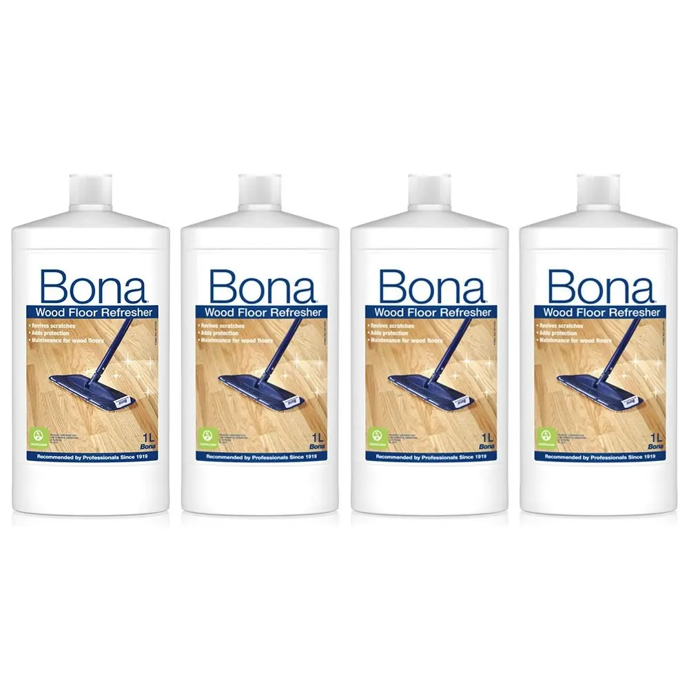 4PK Bona 1L Wood Floor Refresher Maintenance for Varnished Wooden Protection - Home & Garden