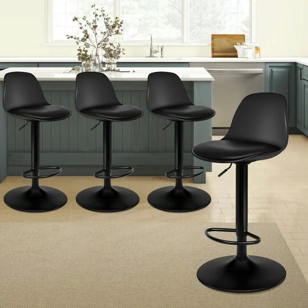 Alfordson 4x Bar Stools Kitchen Swivel Chair Leather Gas Lift Black - Shop Dining Chairs & Bar Stools