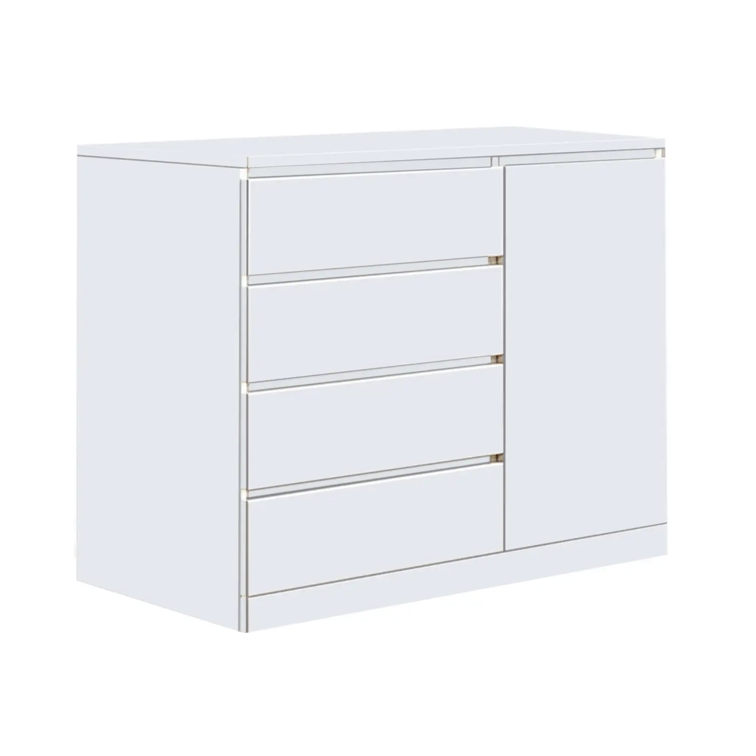 Foret Dresser Tallboy Lowboy Cabinet Bedroom Storage Chest 4 Drawers Wood White 1 Door - Furniture