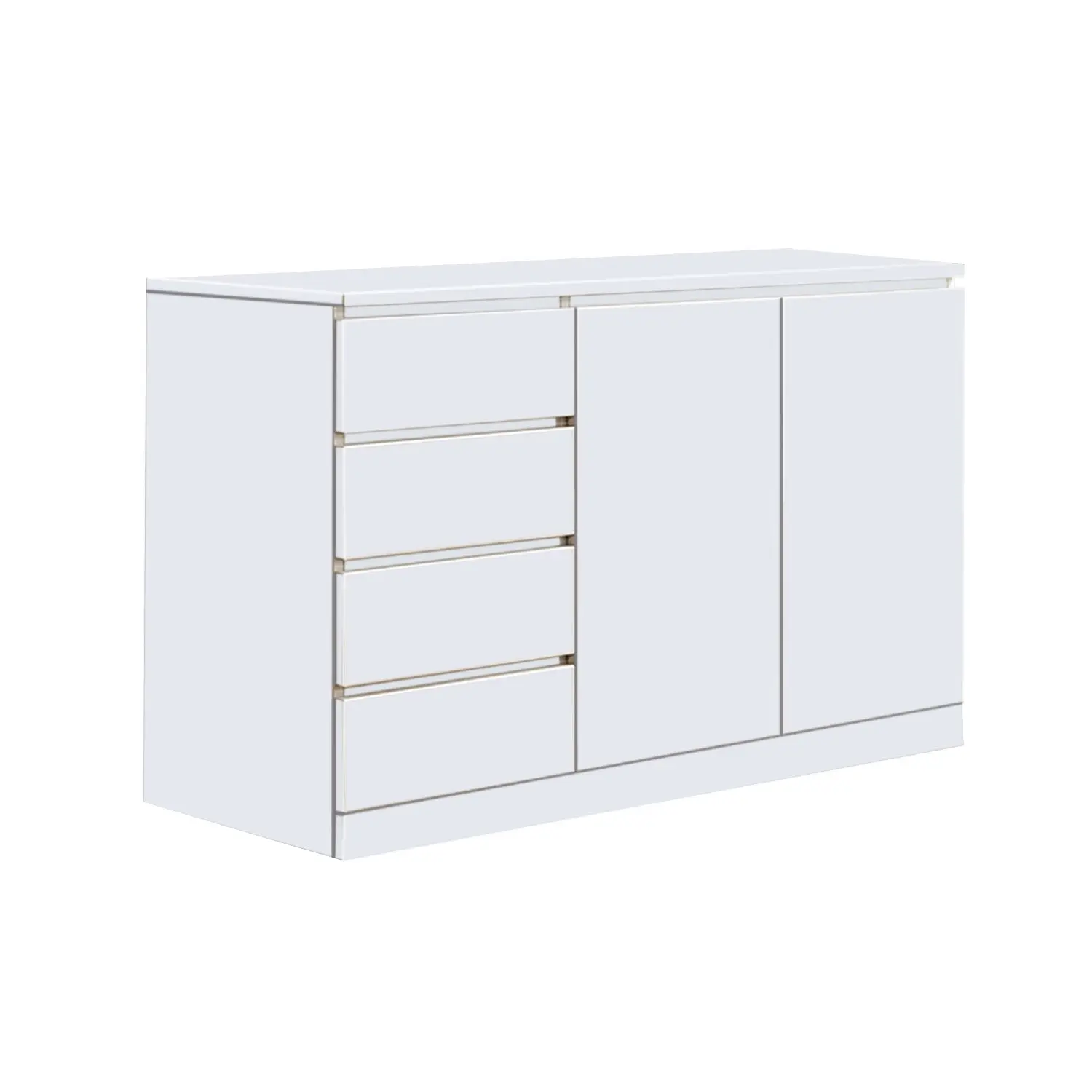 Foret Dresser Tallboy Lowboy Cabinet Bedroom Storage Chest 4 Drawers Wood White 2 Doors - Furniture