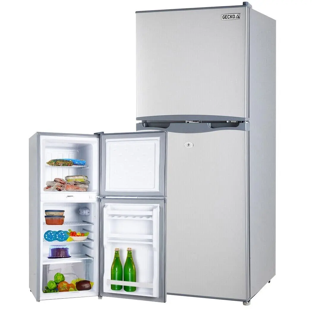 GECKO 125L Portable Upright Fridge, 12V/24V for Motorhome, Caravan, Silver - Home & Garden