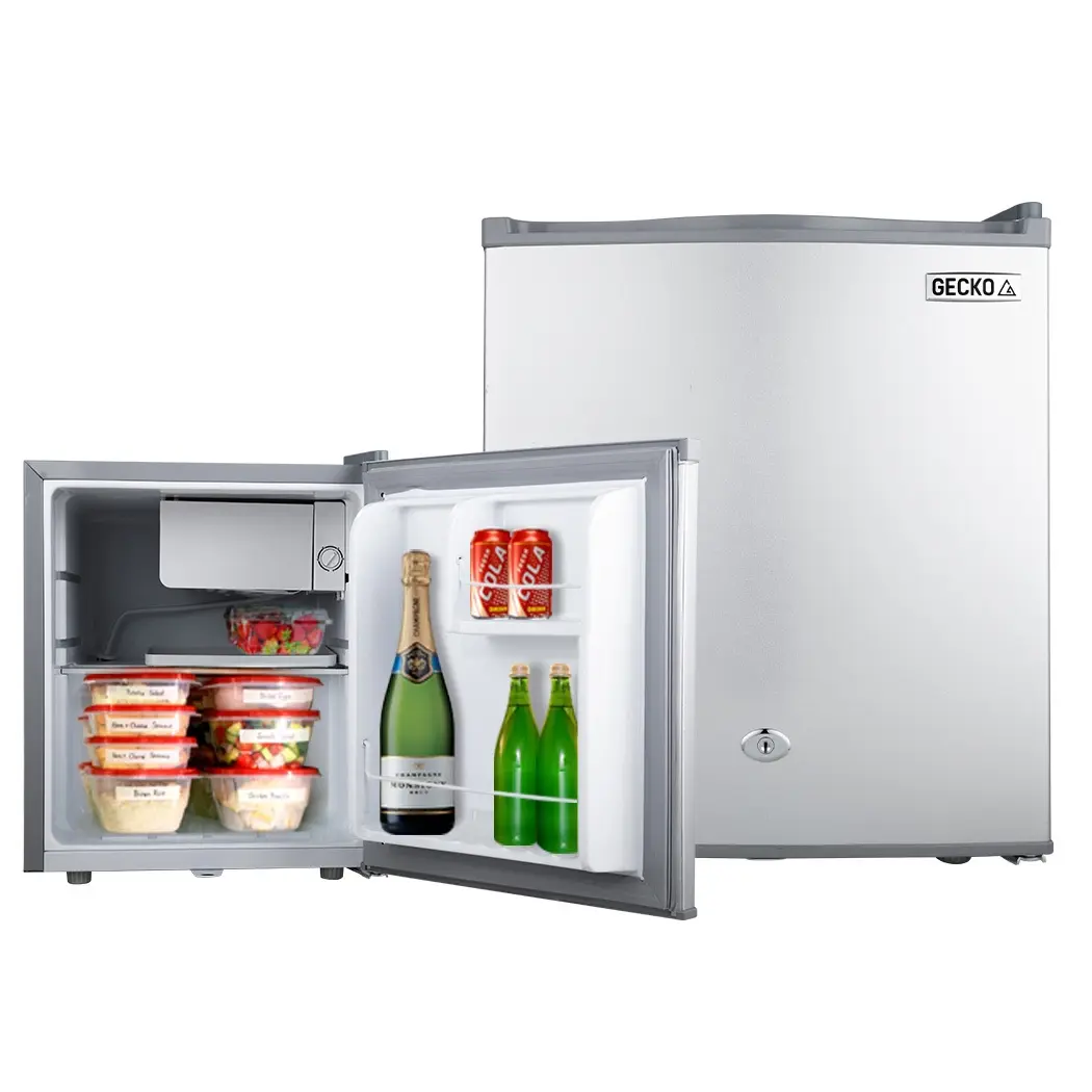 GECKO 57L Portable Camping Bar Fridge with Freezer 12V/24V, Silver - Home & Garden
