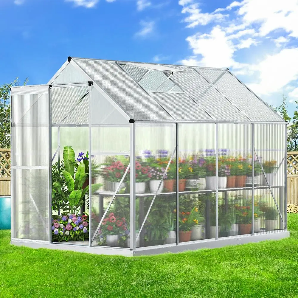 Alfordson Greenhouse 2.5x1.9x1.8M Aluminium Polycarbonate Garden Storage Shed - Home & Garden