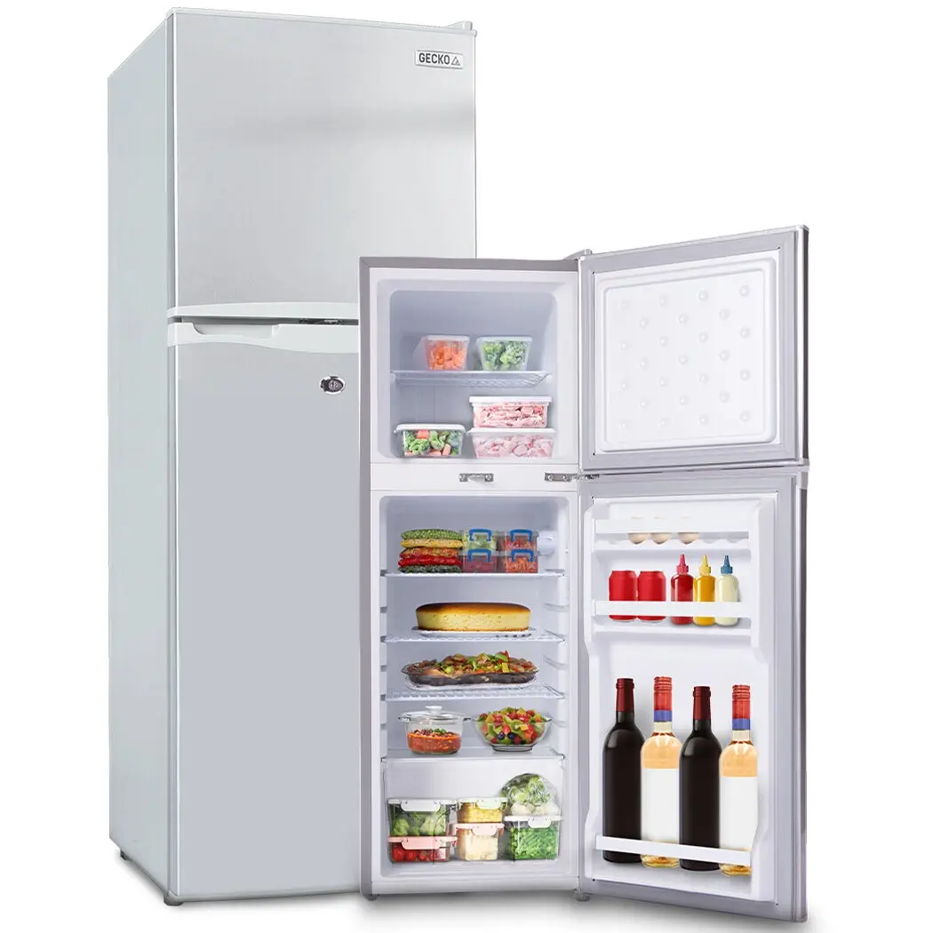 GECKO 142L Upright Portable Fridge / Freezer, 12V/24V for Motorhome and Caravan, Silver - Home & Garden