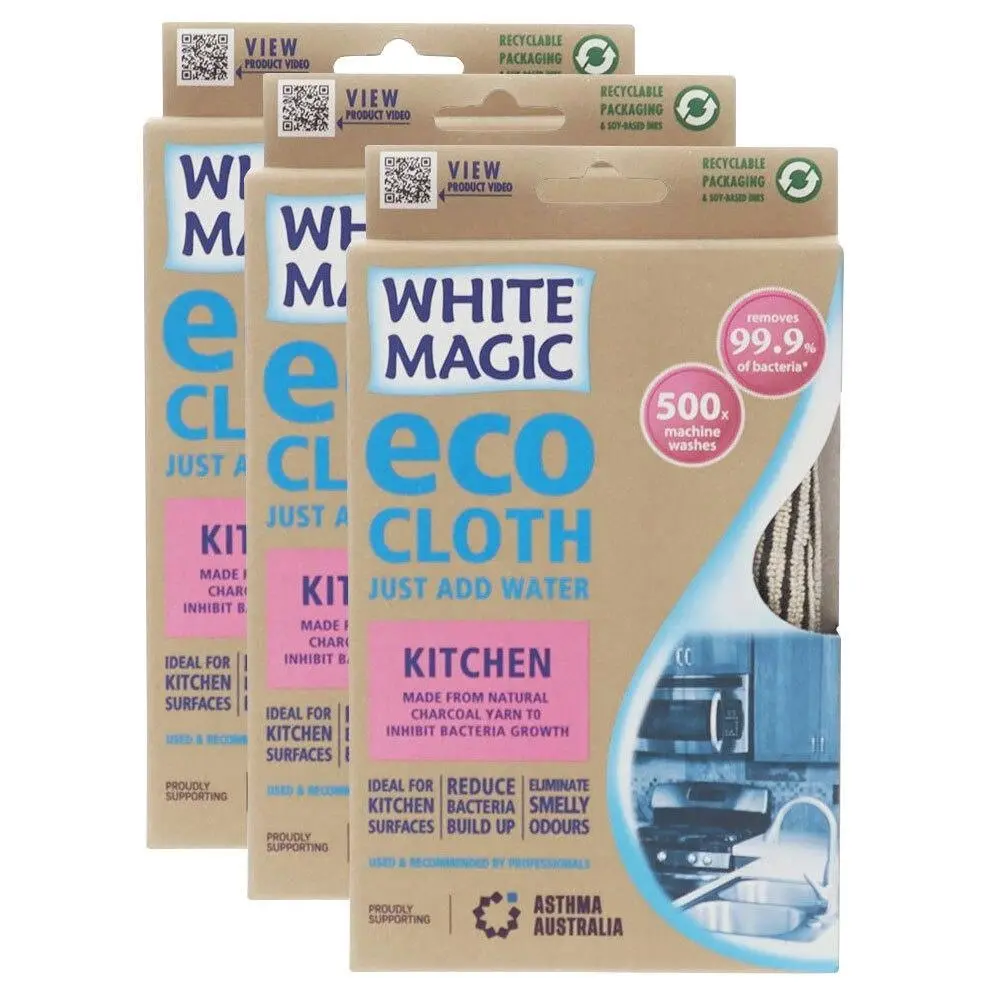 3x Eco Cloth 32cm Charcoal Yarn Fabric Kitchen Surface Dirt Cleaner Washable GRY - Home & Garden