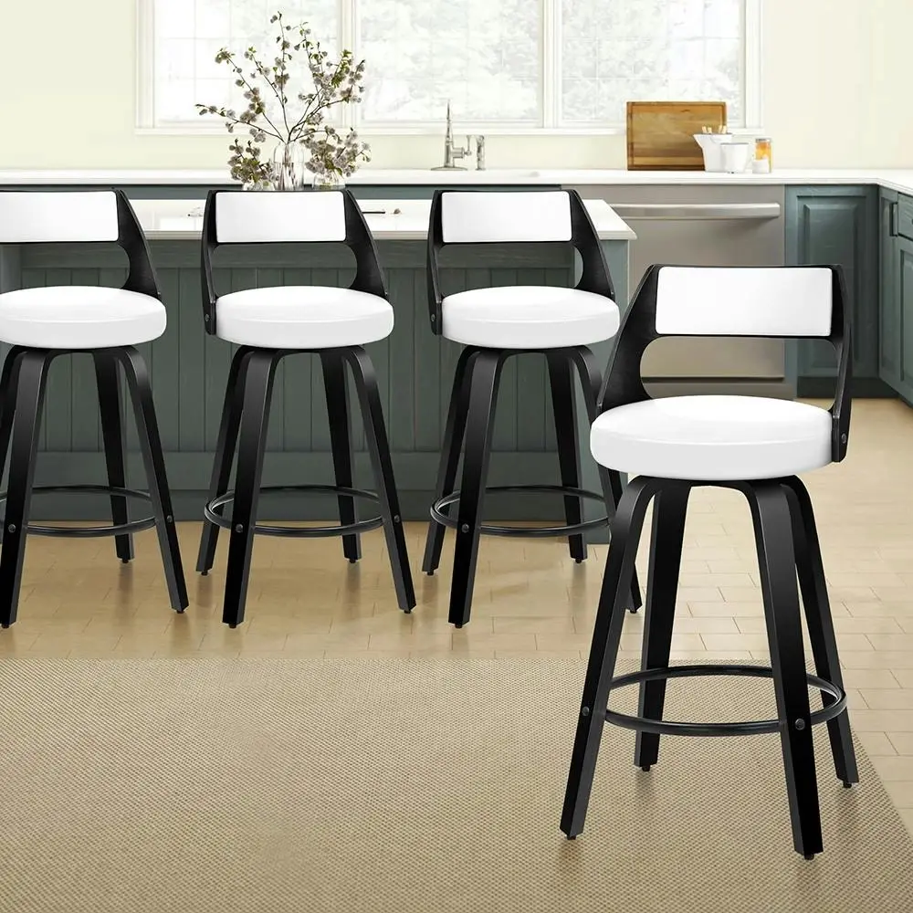 Alfordson Set of 4 Eden Elegant Modern Style Bar Stools (Black, White) - Furniture