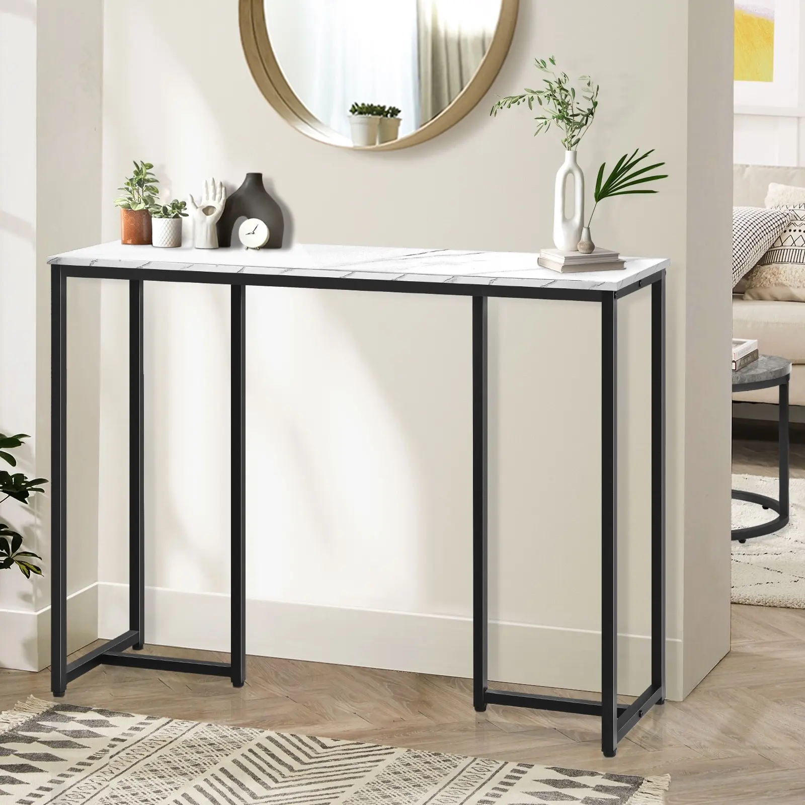 Oikiture Console Table Hallway Entry Side Tables Marble Effect Hall Display - Over 40% off Living Room Furniture