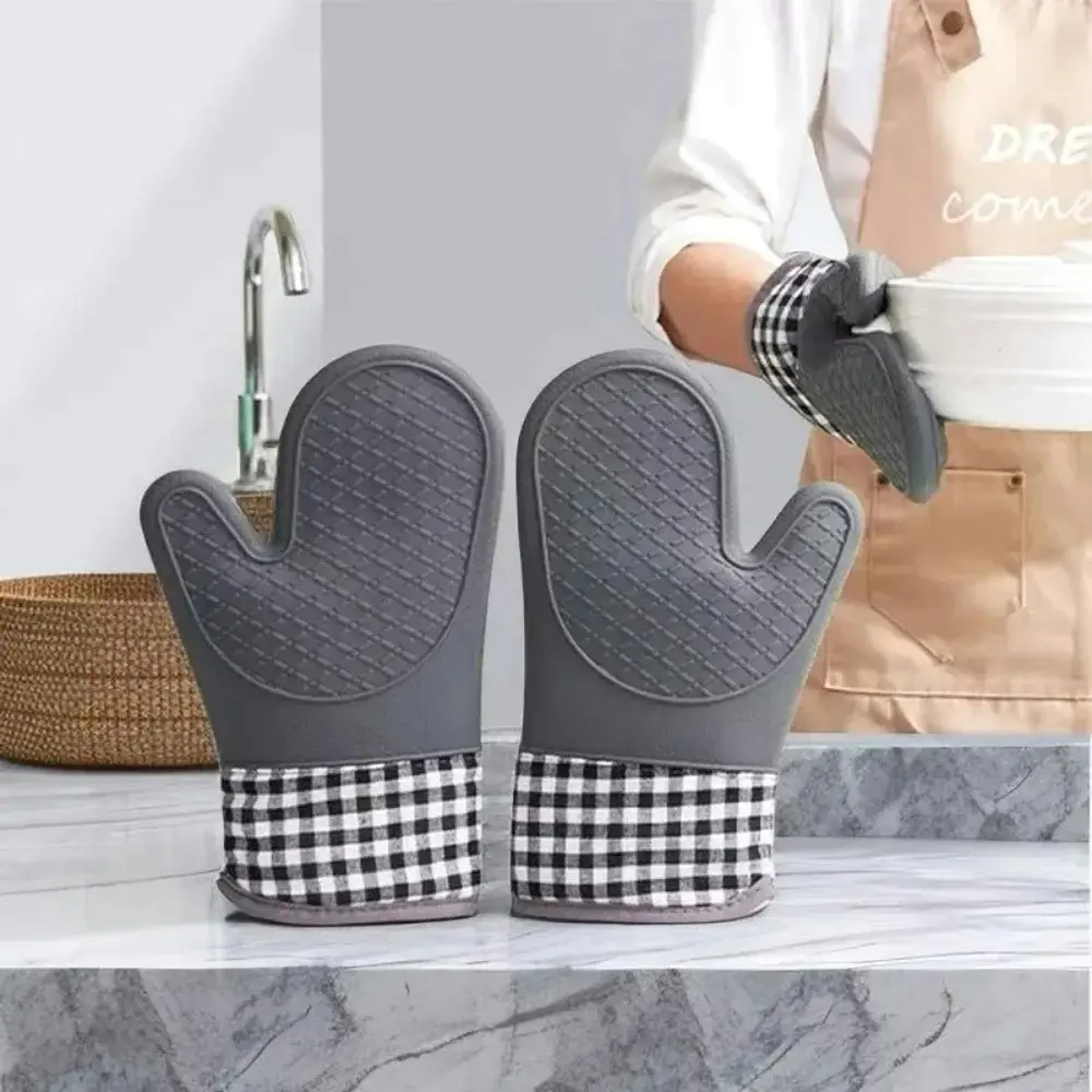 2 Pack Silicone Insulated Gloves High Temperature Resistant Non-Slip Oven Mitts