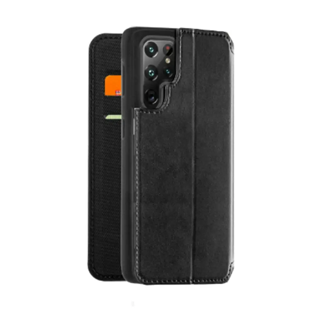 3sixT SlimFolio Qi Charging Armour Cover Protection For Samsung GS22 Ultra Black - Electronics
