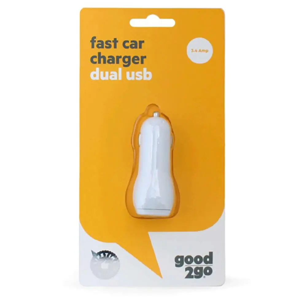 Good 2 Go 3.4A V1 Universal Dual USB Ports Car Charger for Samsung/iPhone White - Electronics