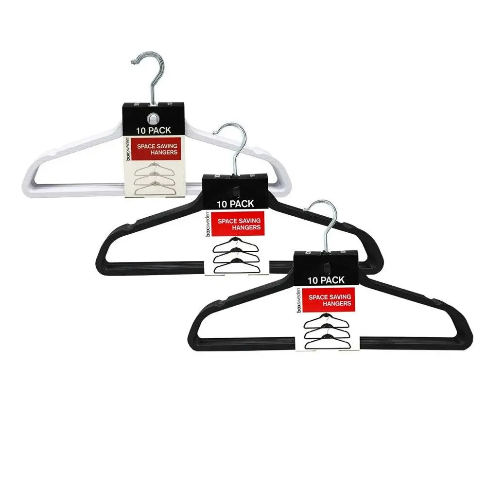 30PK Boxsweden Plastic Space Saving Hangers 45cm Closet Clothes Organiser Asst. - Home & Garden