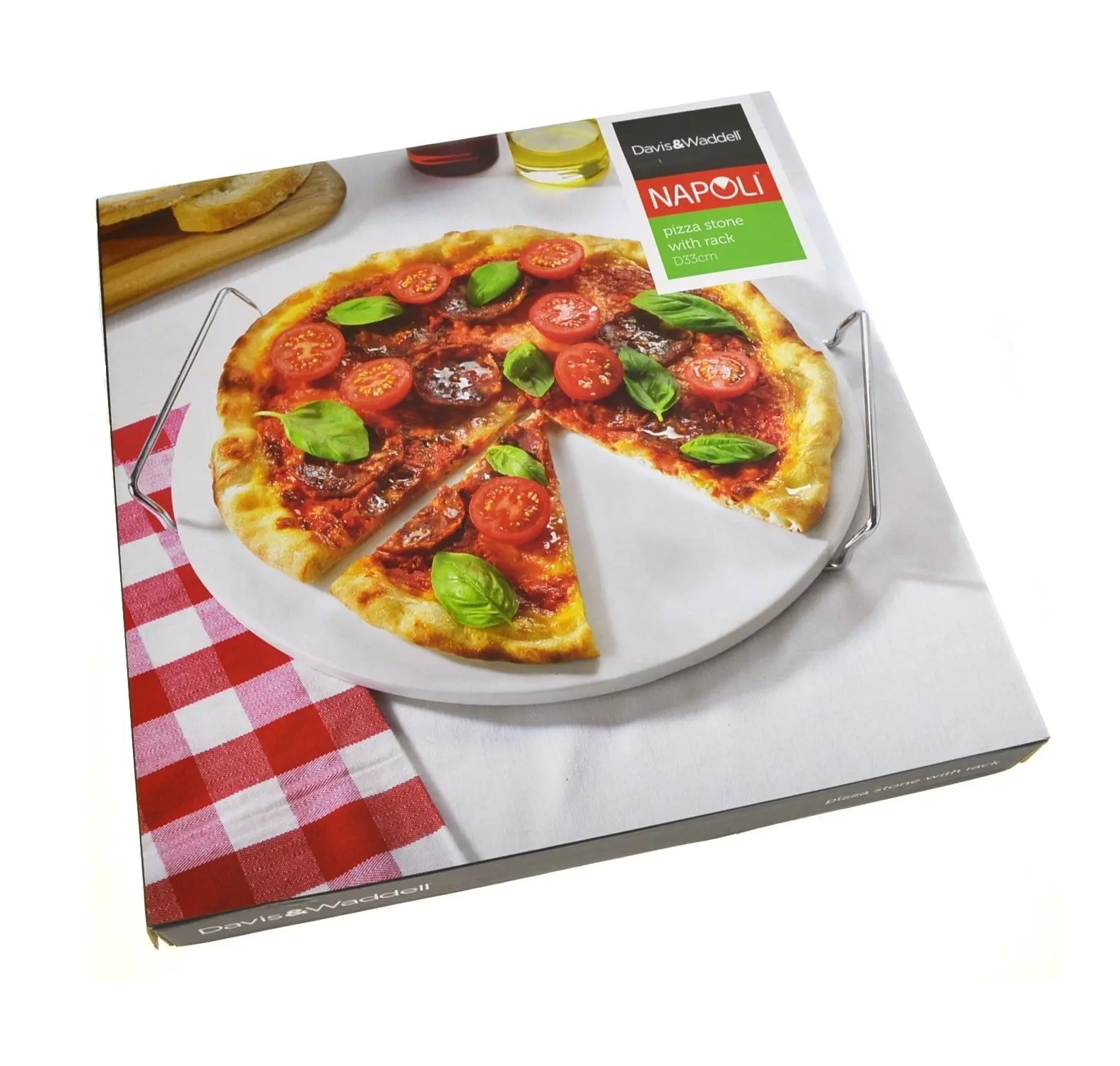DAVIS & WADDELL 33cm PIZZA STONE WITH SERVING RACK - Home & Garden