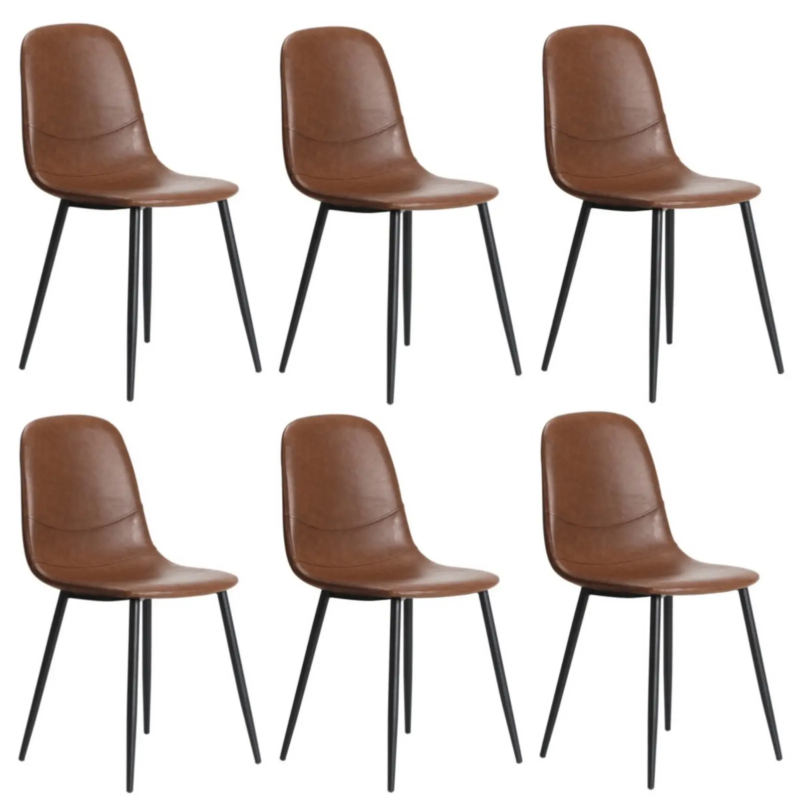 Oikiture 6x Dining Chairs Kitchen Accent Chair Lounge Room PU Leather Brown - Shop Dining Chairs & Bar Stools