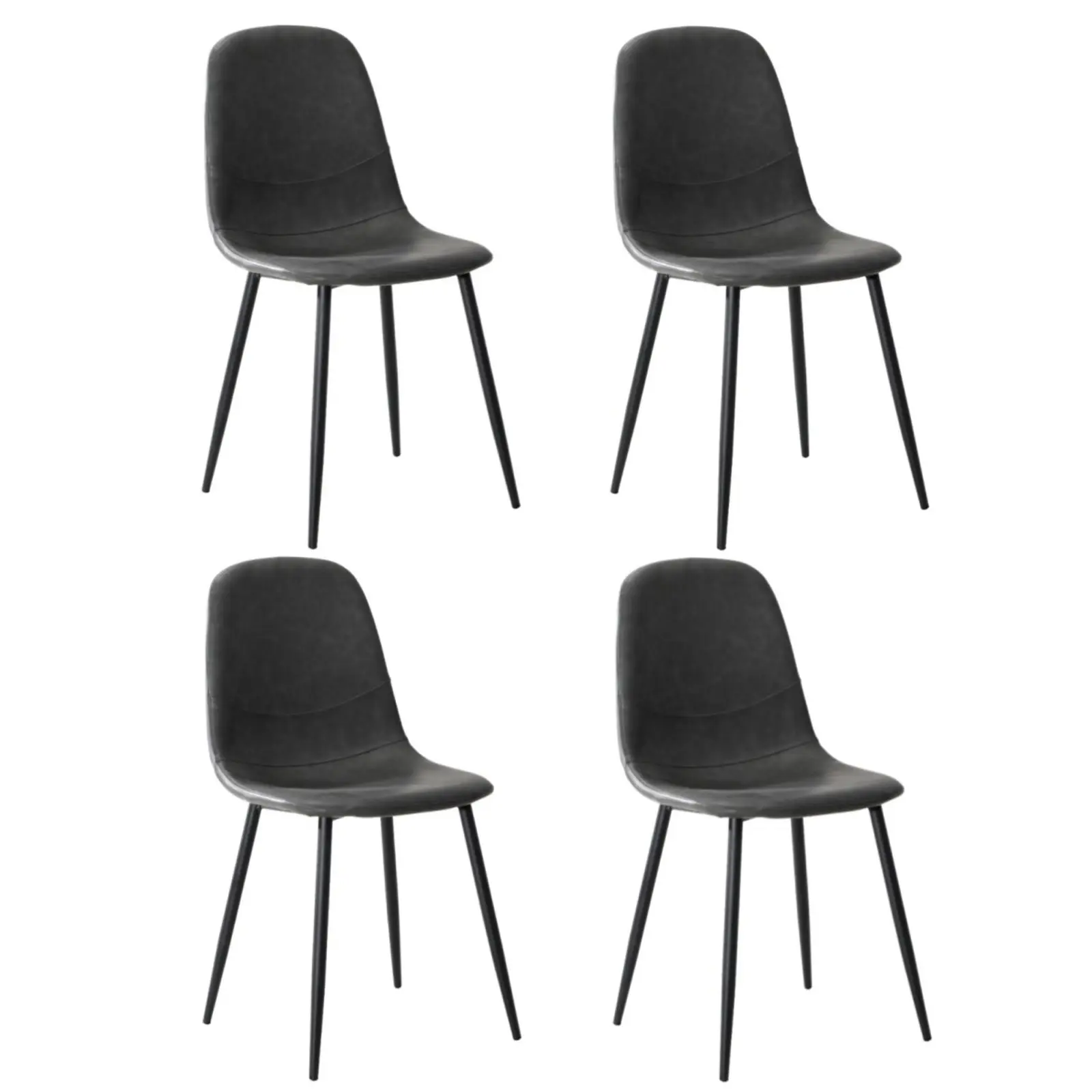 Oikiture 4x Dining Chairs Kitchen Accent Chair Lounge Room PU Leather Grey - Furniture