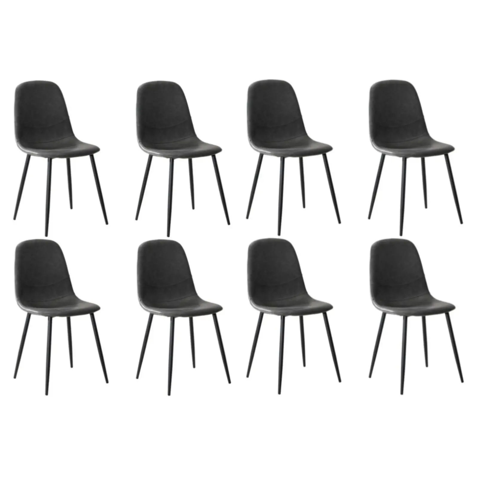 Oikiture 8x Dining Chairs Kitchen Accent Chair Lounge Room PU Leather Grey - Furniture