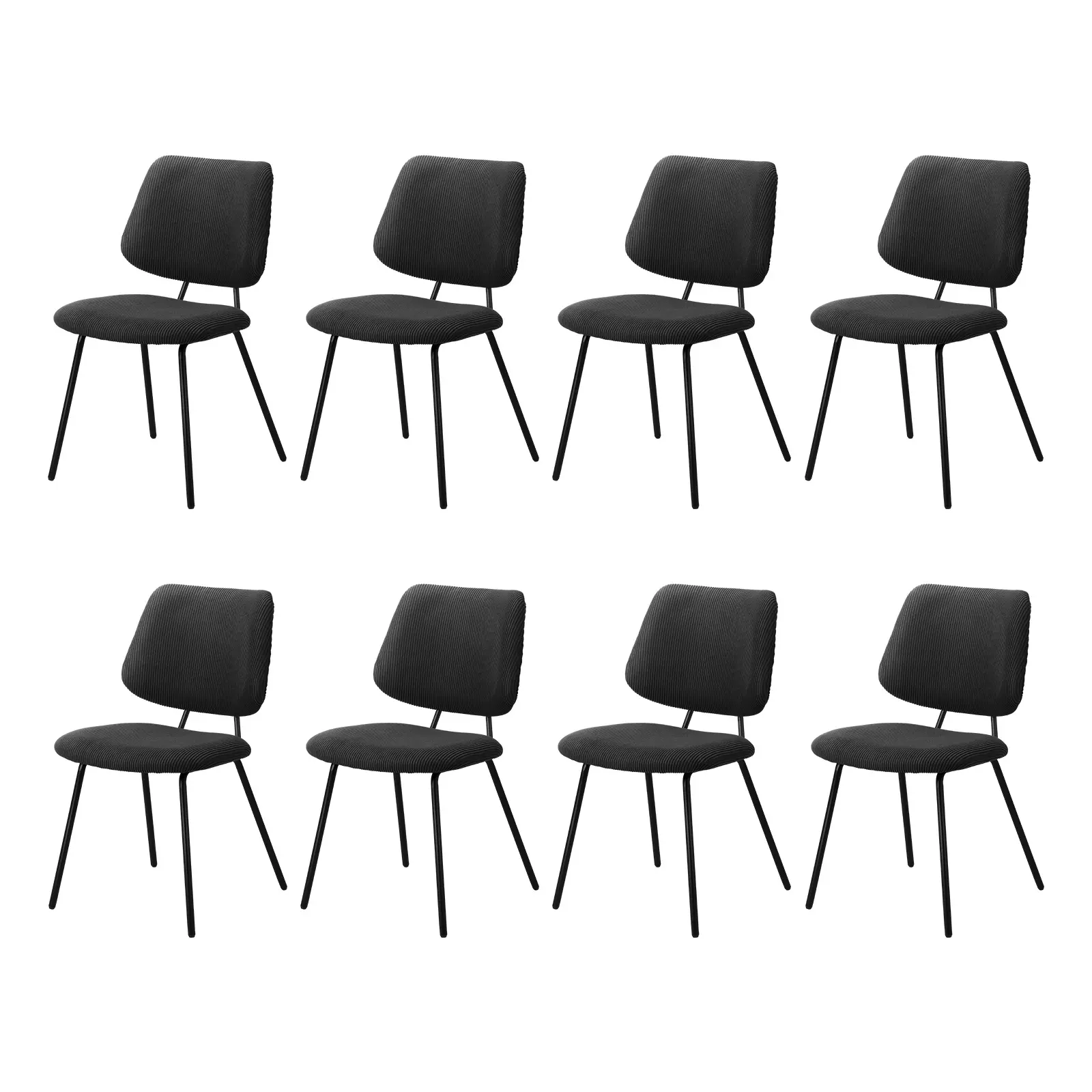 Oikiture 8x Dining Chair Vintage Retro Polyester Kitchen Padded Lounge Dark Grey - Furniture