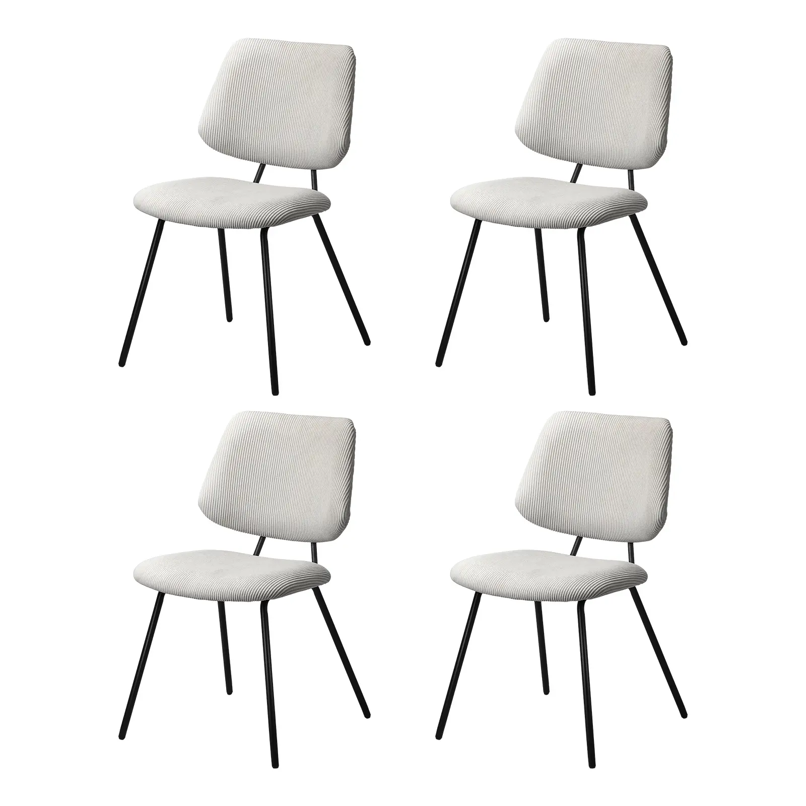 Oikiture 4x Dining Chair Vintage Retro Polyester Kitchen Padded Lounge White - Furniture
