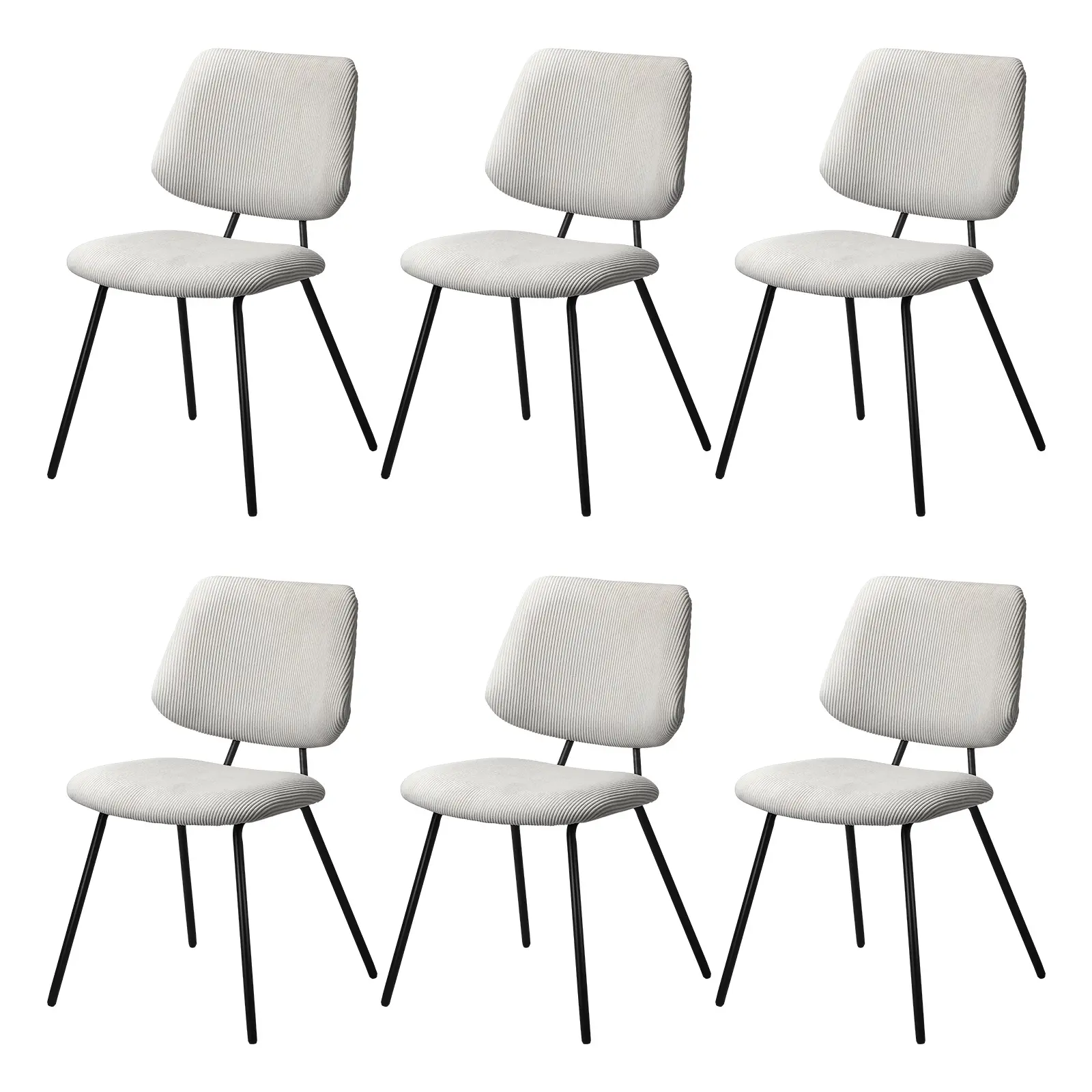 Oikiture 6x Dining Chair Vintage Retro Polyester Kitchen Padded Lounge White - Furniture