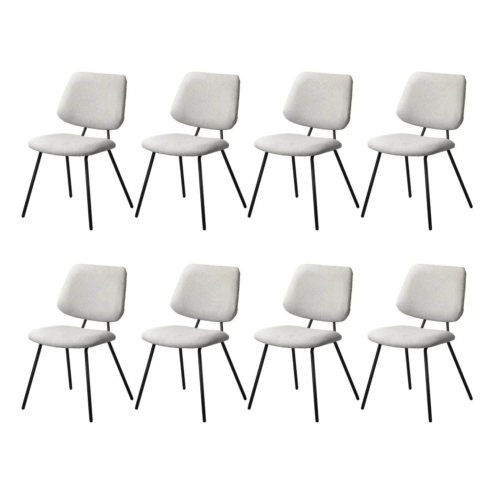 Oikiture 8x Dining Chair Vintage Retro Polyester Kitchen Padded Lounge White - Furniture