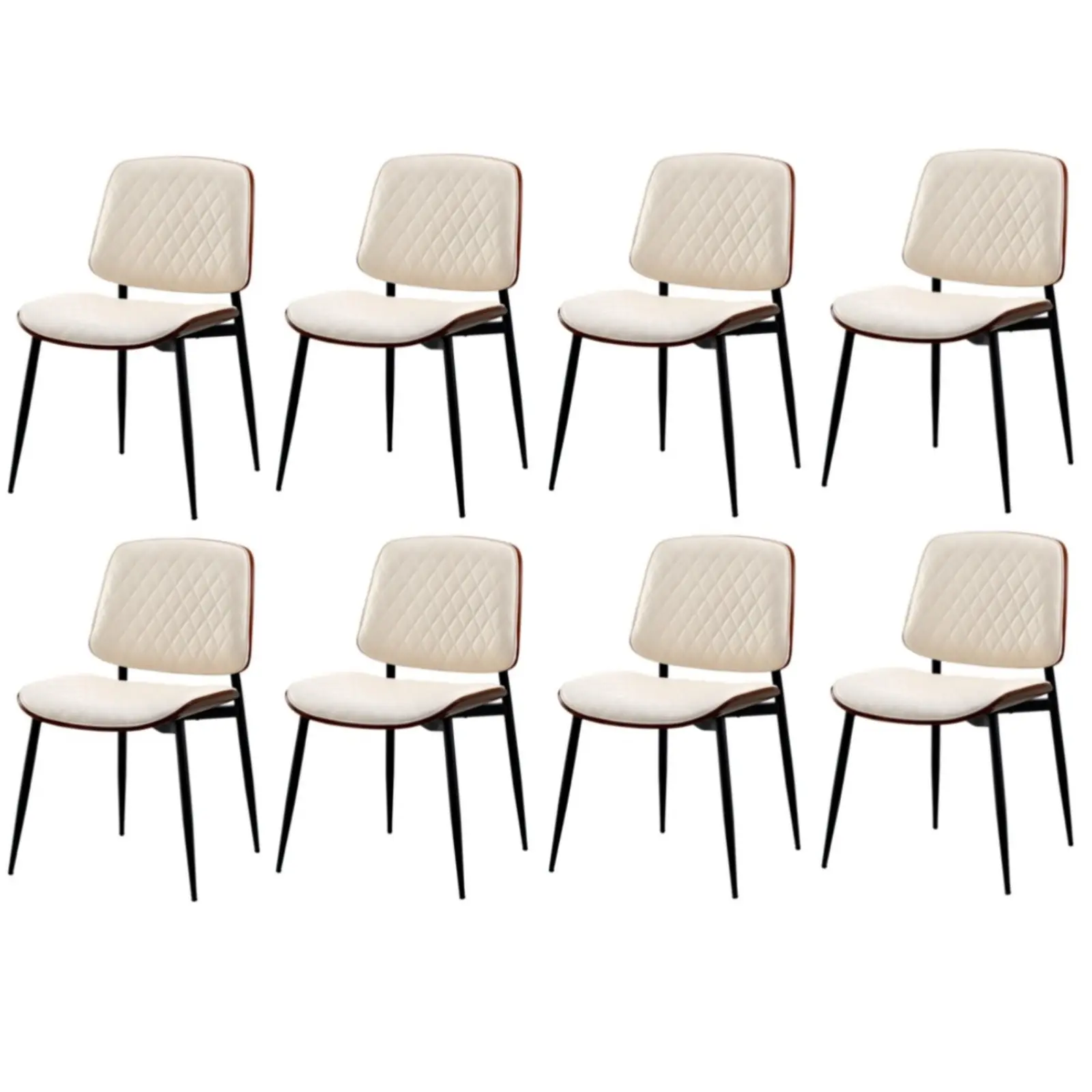 Oikiture 8x Dining Chairs Retro Faux Leather Solid Beech Wood Metal Legs White - Shop Dining Chairs & Bar Stools