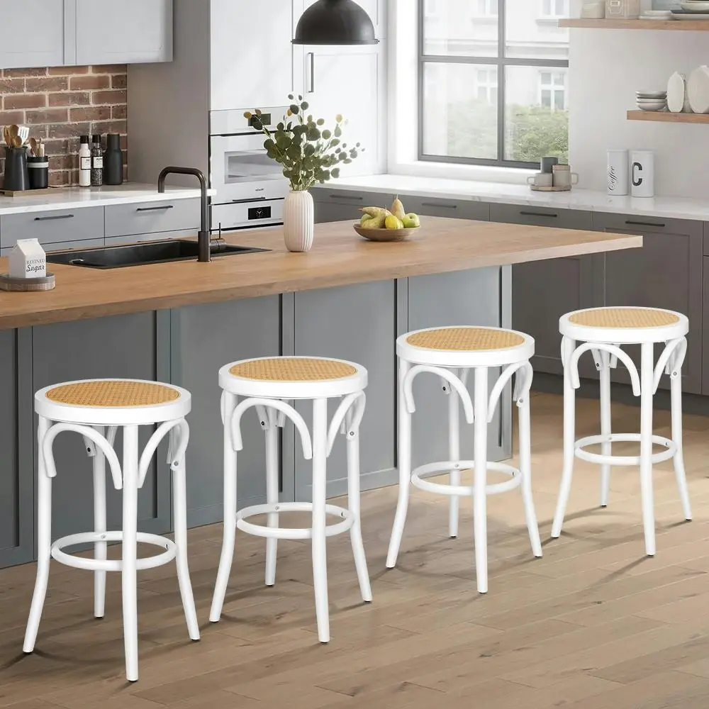 Alfordson Bar Stools Sets of 4 Rattan Mesh Seat White - Shop Dining Chairs & Bar Stools