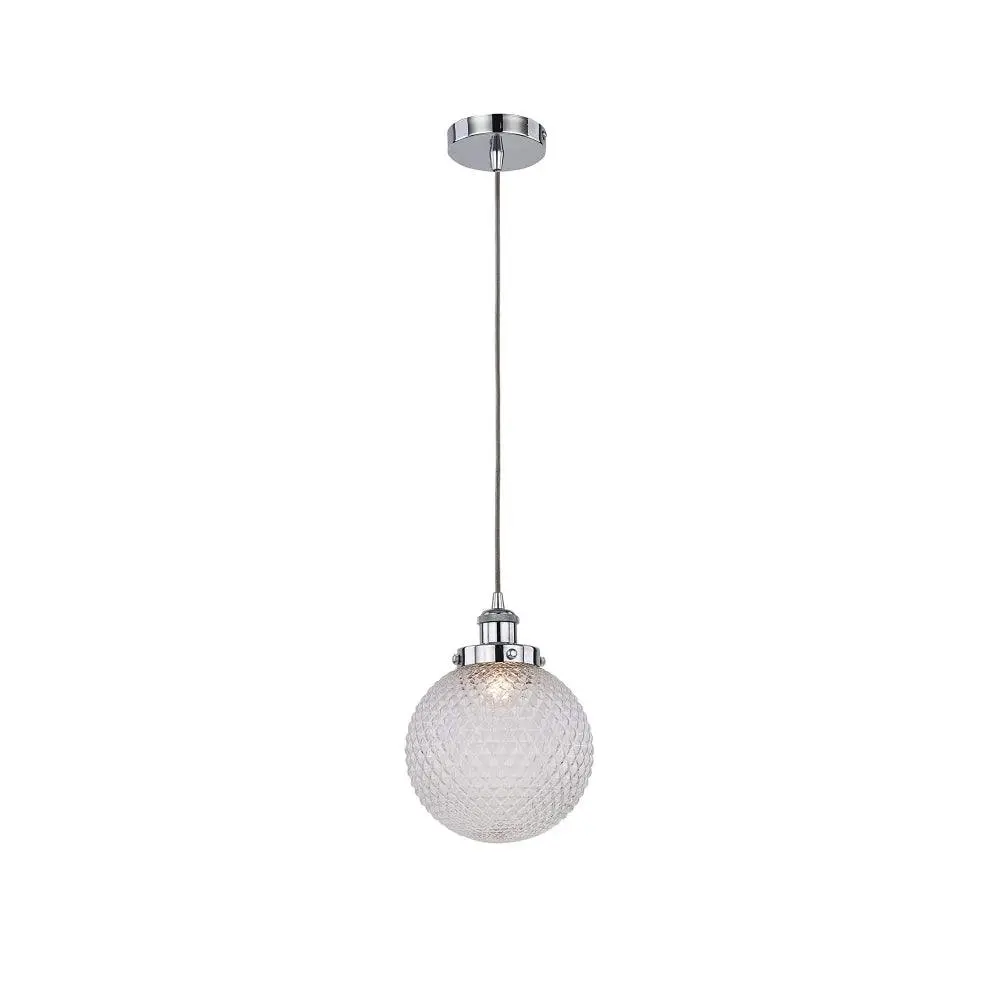 Carly Modern Glass Shade Pendant Lamp Light Small Chrome / Clear - Home & Garden