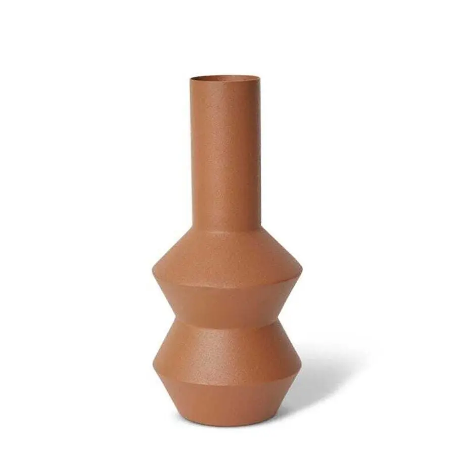 E Style 33cm Metal Jagger Tall Plant/Flower Vase Tabletop Home Decor Brown - Home & Garden