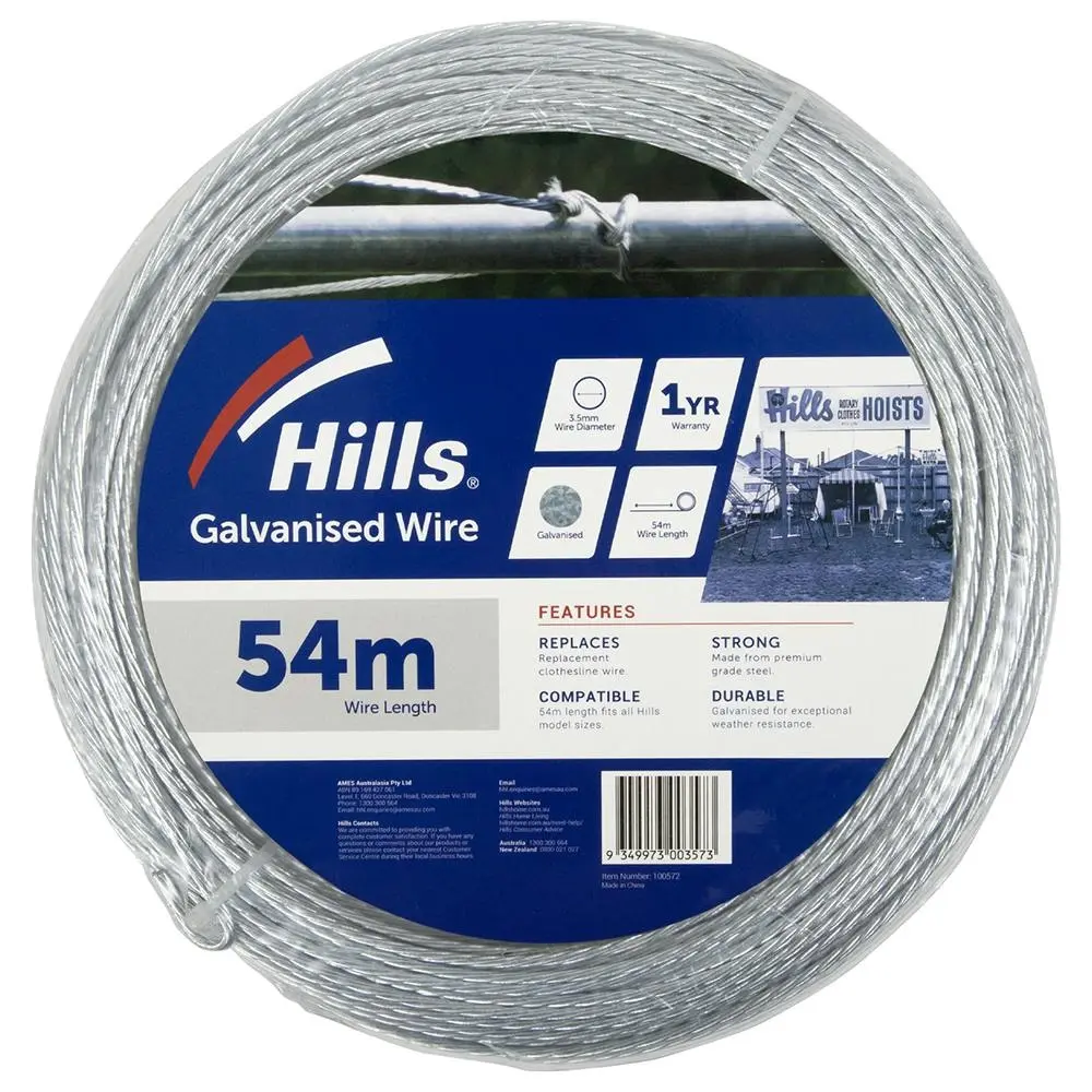 HILLS 54m Galvanised Steel Wire 3.5mm For Traditional Style Clothesline - Free Shipping Specials